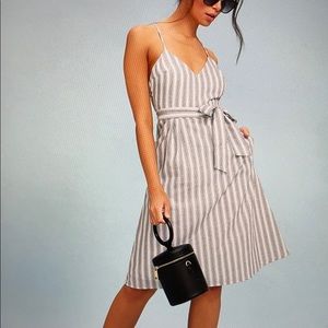 Lulu’s Nelson Black and White Striped Midi Dress